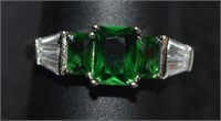 Size 10 Sterling Silver Ring w/ Tourmaline and