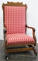 Antique  Upholstered Rocking Chair on Wheels