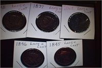 1817, 37, 45, 48, 46 Large Cent Pennies