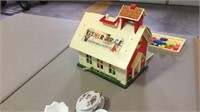 Fisher Price schoolhouse and glassware