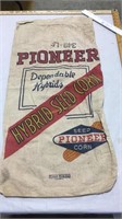 Pioneer cloth seed sack plus enamel pan