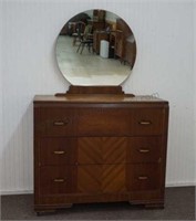 Antique c.1930 Art Deco Dresser with Mirror