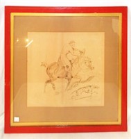 Artist Signed Drawing Of Horse & Rider