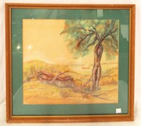 N. D. 1945 Watercolor, The Hollow Trees