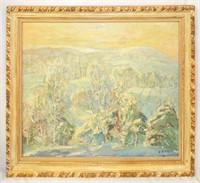 Henryk Krych Oil On Canvas Winter Landscape