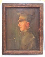 Oil On Canvas Portrait Of Soldier