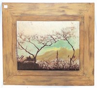 Framed Oil On Board Landscape With Trees