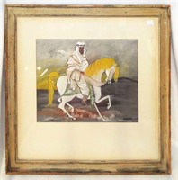 Artist Signed Oil Painting Of Horse And Rider