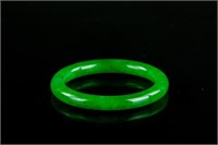 Burma Fine Green Jadeite Carved Bangle w/ GIA Cert