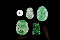 5 PC Assorted Burma Green Jadeite Carved Pendant