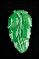 Burma Green Jadeite Carved Leaf Pendant