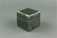 Chinese Hetian Green Jade Dragon Seal Shunzhi Mark