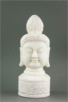 Chinese White Marble Carved Bodhisattva Head