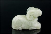 Chinese White Hardstone Carved Ram Toggle
