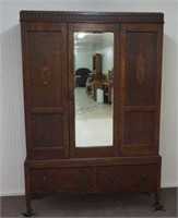 Vintage English Oak Armoire with mirrored Door
