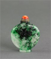 Chinese Fine Hetian Green Jade Snuff Bottle