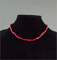 Chinese Red Hardstone Necklace