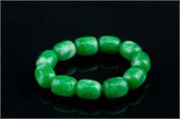 Chinese Green Hardstone Carved Bracelet
