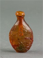 Chinese Amber Carved Sudhana Snuff Bottle Daoguang