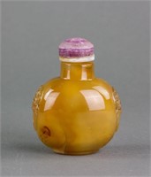 Chinese 18/19 C. Fine Agate Carved Snuff Bottle