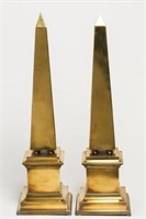 Mid-Century Pair of Large Tabletop Brass Obelisks