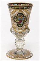 Bohemian Glass Hand-Painted & -Gilt Stem Cup