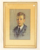 Artist Signed Pastel Portrait Of Boy