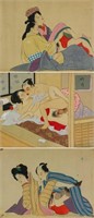 3 PC Japanese Watercolour Erotic Paining on Silk