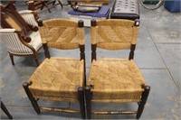 Pair of Rush back & seat Chairs