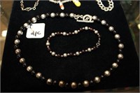 2pc Sterling beaded Bracelet & Necklace