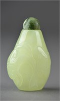 Chinese Carved White Jade Snuff Bottle