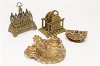 4 Ornate Cast Brass Desktop Articles
