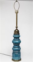 Modernist Turquoise Chinoiserie Ceramic Table Lamp