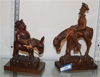 Pair of Vtg Wooden Carved Don Quixote Figurines