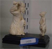 Vtg Figural Carved Bone Sculpture