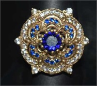Size 10 Sterling Silver Ring w/ Blue Stones,