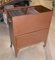 Large Vtg Metal Filing Cabinet on Casters from