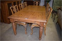 Knotty Pine Dining Table w/ One Leaf -