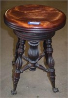 Antique Ball and Brass Claw Piano Stool