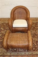 2pc Wicker Chair & Ottoman by Pottery Barn