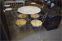 Soda Shop Style Round Table w/ Marble Top