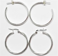 26C- 2 pair large sterling hoop earrings $170