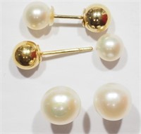 24C- 2 pairs freshwater pearl earrings $150