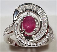 3C- Sterling ruby swirl cocktail ring $240 Sz6 3/4