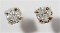 4C- 14k yellow gold diamond stud earrings $500
