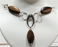 11C- Sterling wood link drop necklace $300