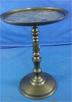 Metal plant stand with cut glass top 16"H
