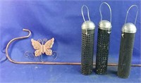 Garden butterfly hook 45" h & metal bird feeders