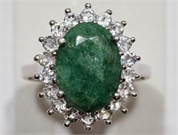 19C- Sterling emerald & topaz ring $850 Sz 9