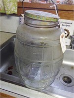 Lot #26 Vintage glass handled snack jar with